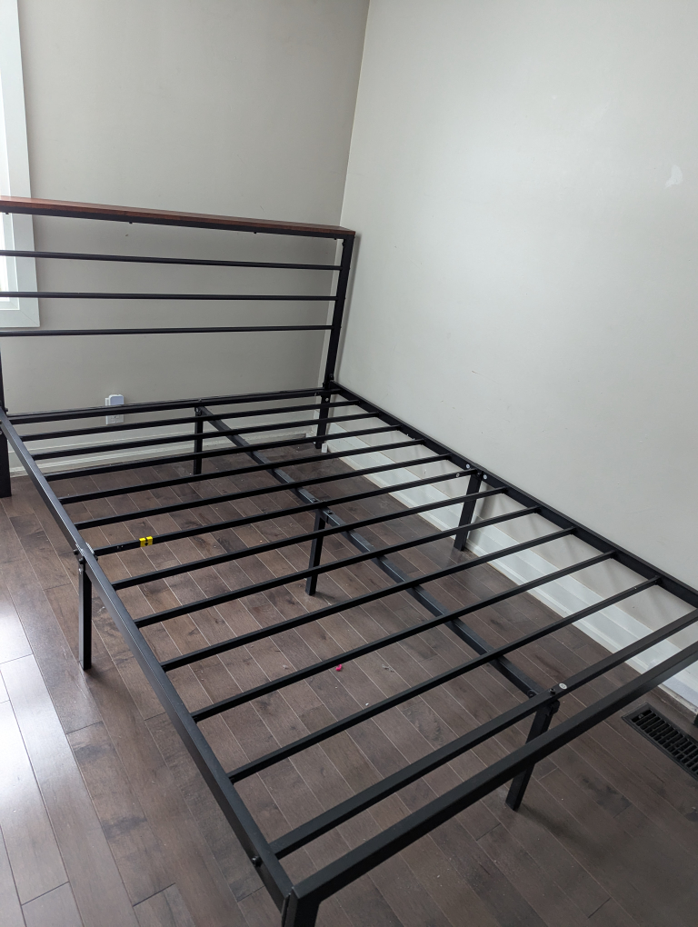 Double size Metal Bed Frame with Wooden Headboard - photo 4