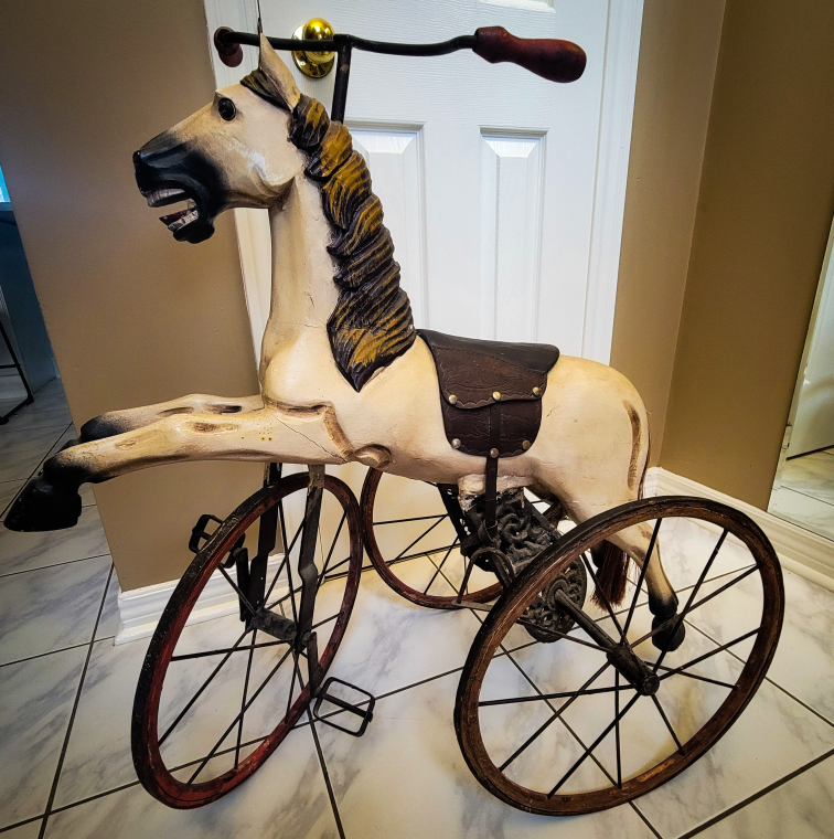 Antique Victorian Child's Horse Pedal Tricycle