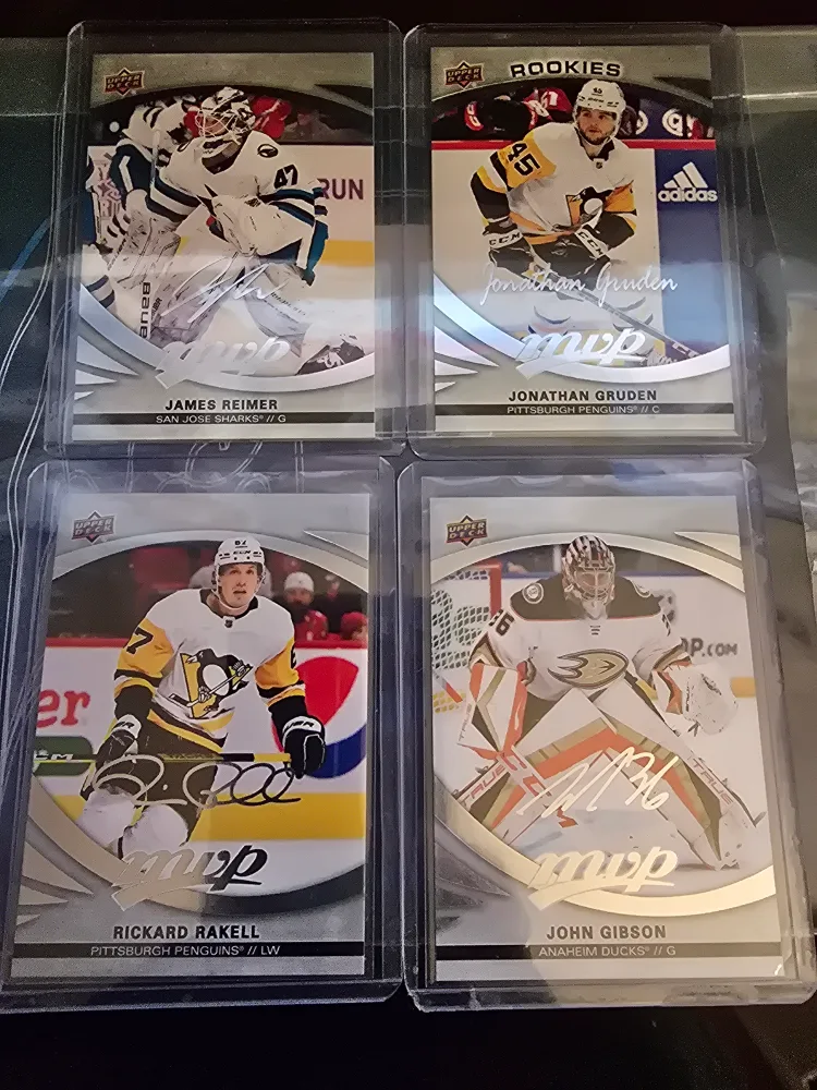Four autographed Upper Deck MVP hockey cards thumbnail
