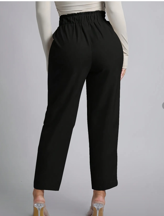 Black High-Waisted Paperbag Trousers - photo 2