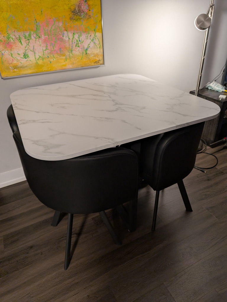 Marble-Top Dining Table Set with Four Chairs - photo 4