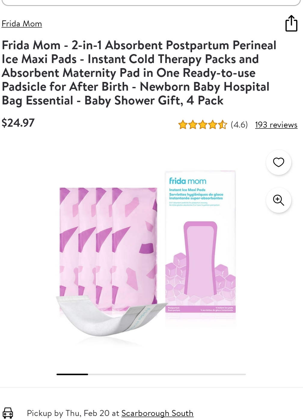 Frida Mom Postpartum Perineal Ice Maxi Pads - 4 Pack