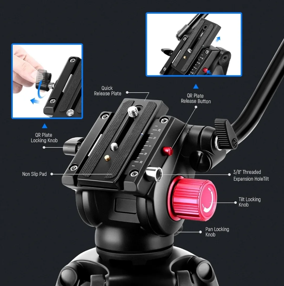 Neewer 79” Tripod TP-M200 – Heavy-Duty, Videography image indicator(6)