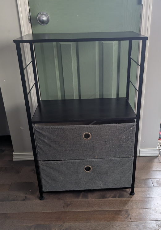 Black Metal Frame Storage Organizer with Two Fabric Drawers