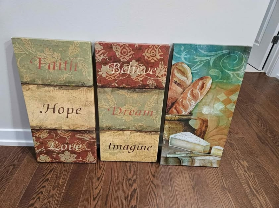 Set of three inspirational canvas wall art