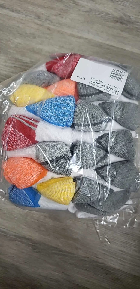 Boys' Crew Socks 20 Pack Shoe Size 4½-8