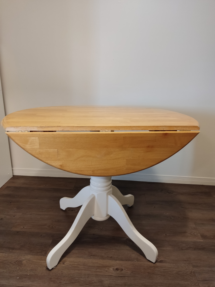 Round Wooden Drop-Leaf Table - photo 3
