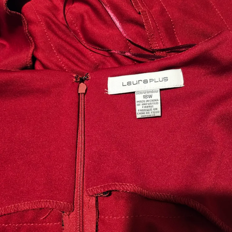 Laura Plus Size 18W Red Rose Print Tiered Dress image indicator(4)