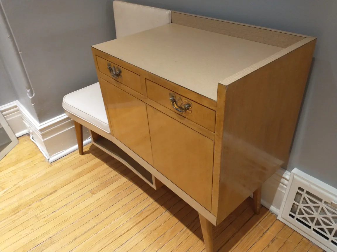 Vintage Solid Wood Telephone Seat Chair image indicator(2)