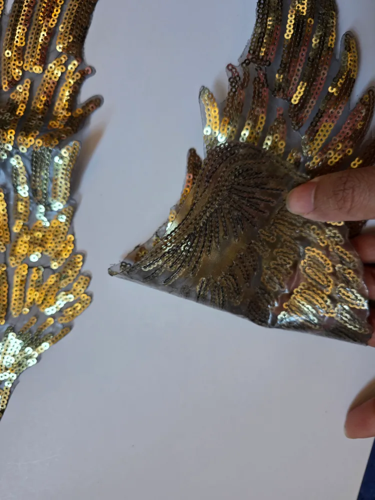 Gold Sequined Angel Wings Patches image indicator(3)