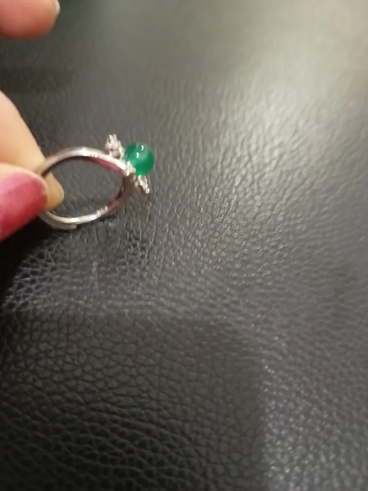 Elegant Green Stone Ring with CZ Accents image indicator(2)