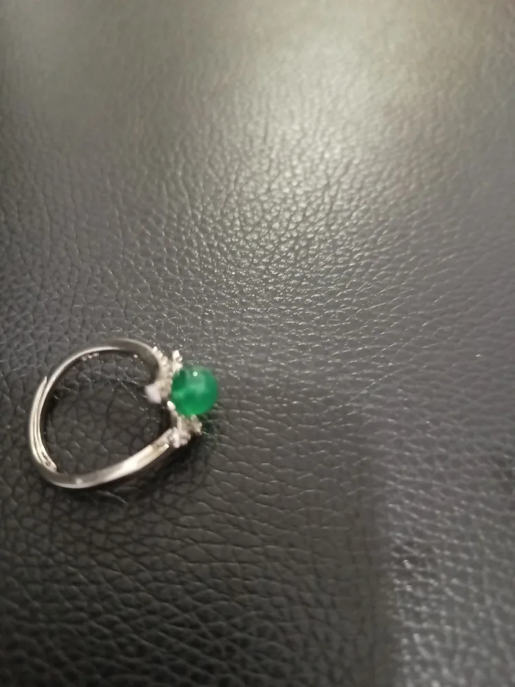 Elegant Green Stone Ring with CZ Accents image indicator(3)