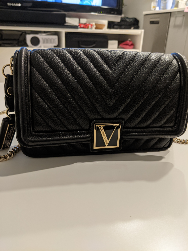 Victoria's Secret Black Quilted Crossbody Bag