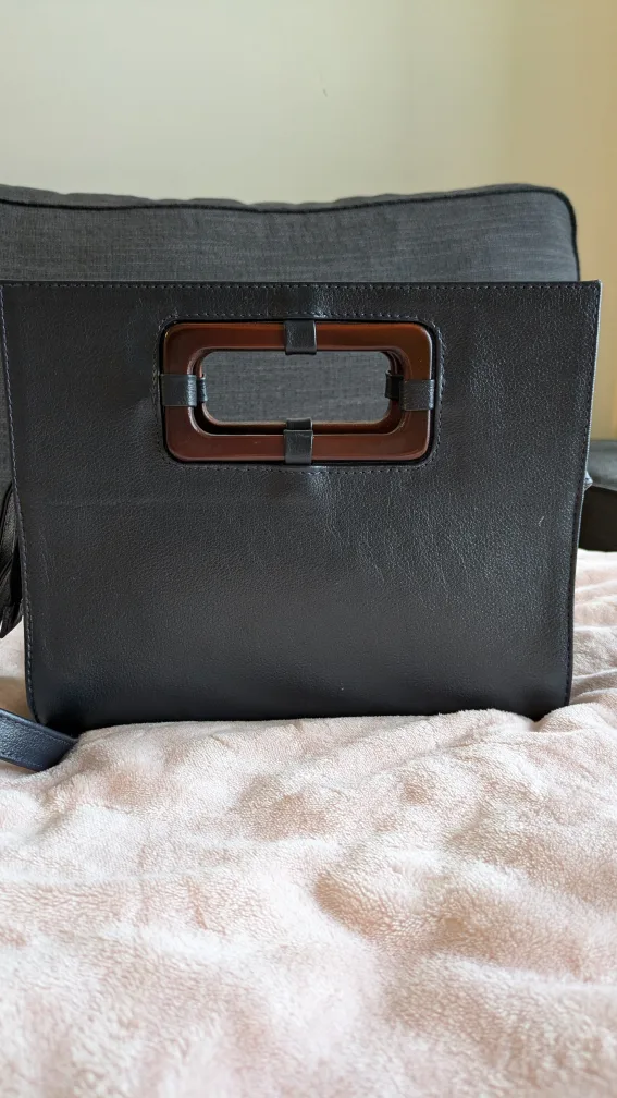 NEW Blue handmade leather embroidered crossbody bag. image indicator(5)