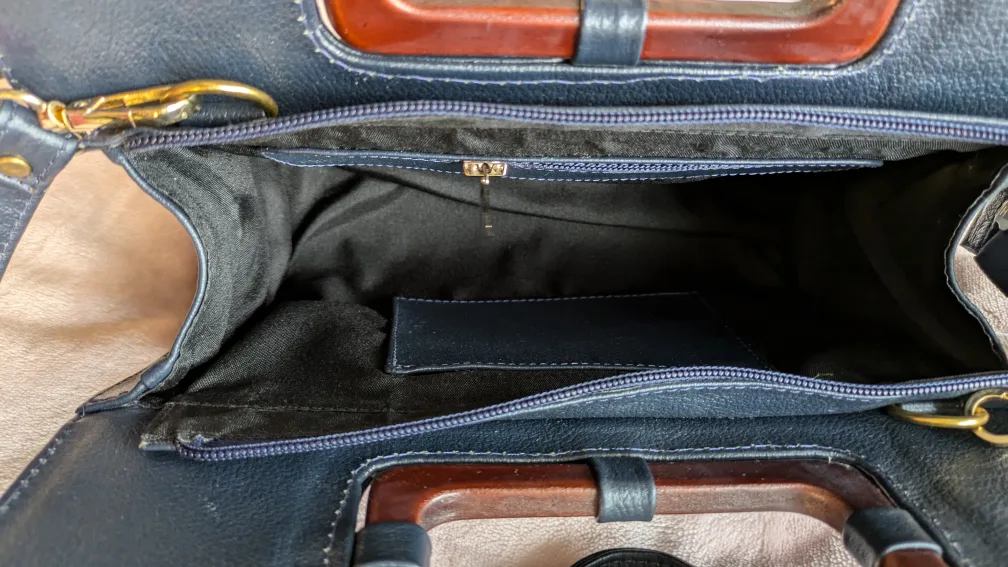 NEW Blue handmade leather embroidered crossbody bag. image indicator(6)