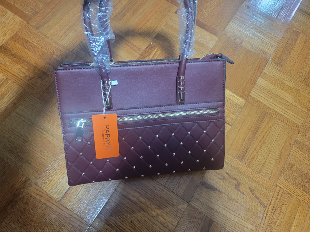 Papaya Handbag - Burgundy Studded Tote