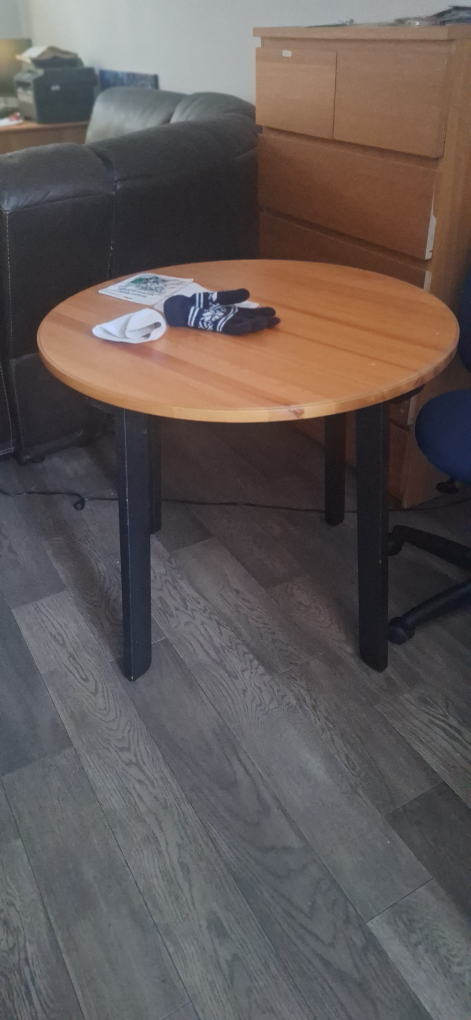 Small Round Table with Black Legs