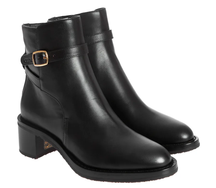 CELINE Paris Black Leather Ankle Boots Size 38 thumbnail