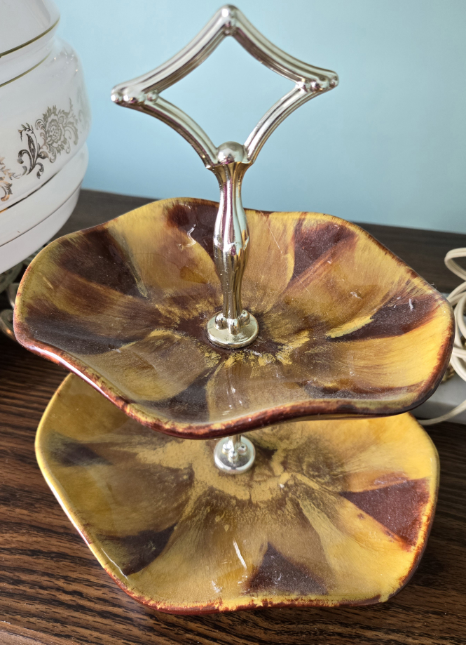 Vintage Blue Mountain Pottery Two-Tiered Serving Tray
