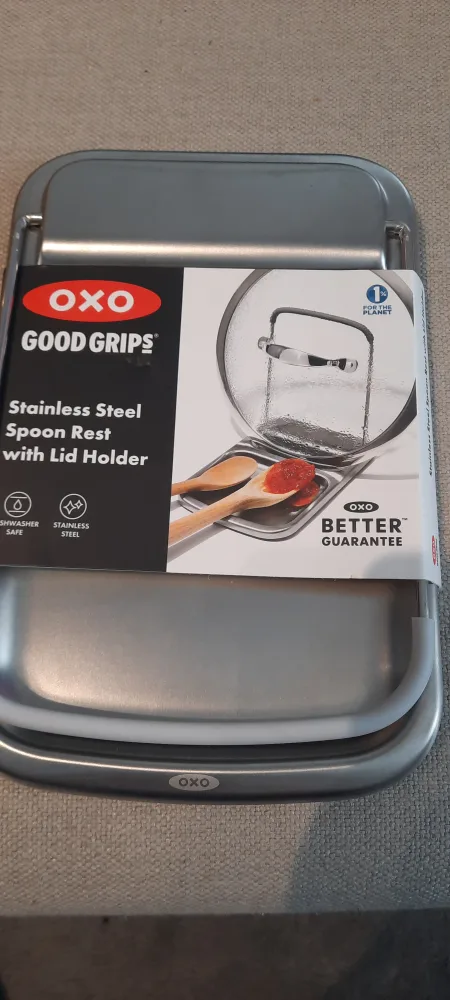 New OXO Good Grips Stainless Steel Spoon Rest w/ Lid Holder 🏈 image indicator(2)