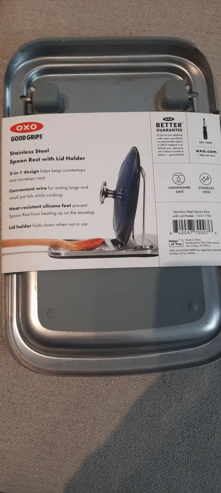 New OXO Good Grips Stainless Steel Spoon Rest w/ Lid Holder 🏈 image indicator(3)