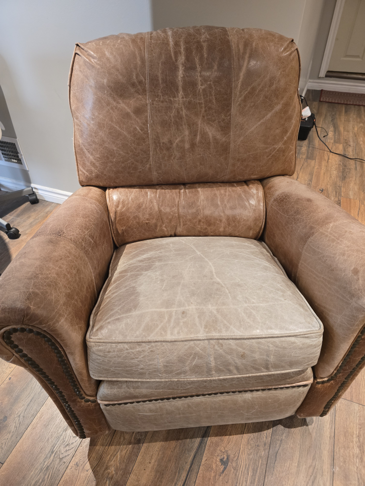 Recliner Chair - Leather - Brown - photo 4