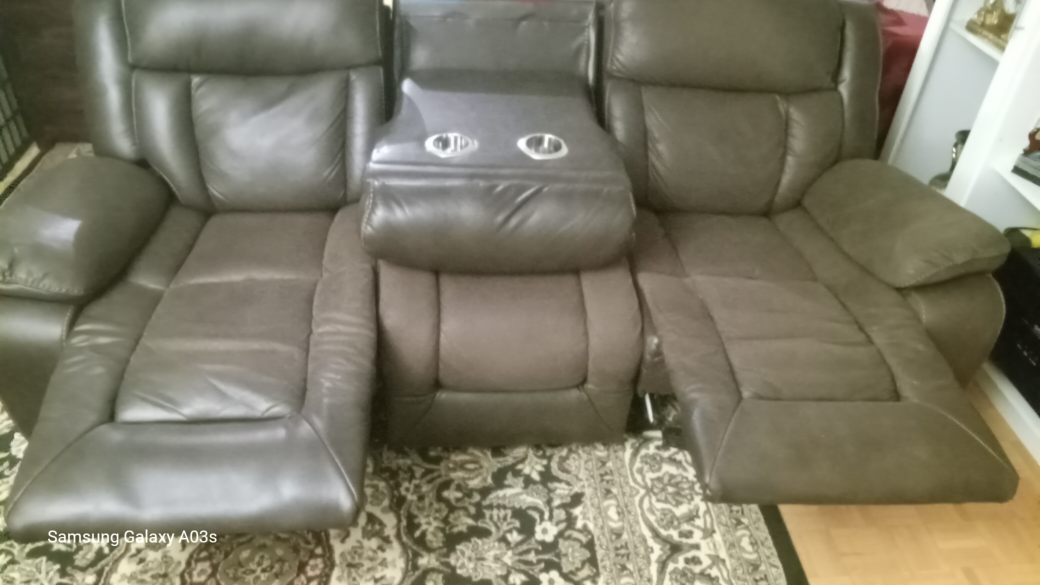 Brown Leather Reclining Sofa - photo 3