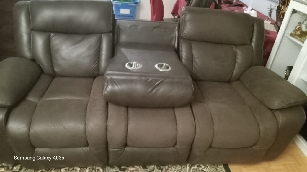 Brown Leather Reclining Sofa - photo 4