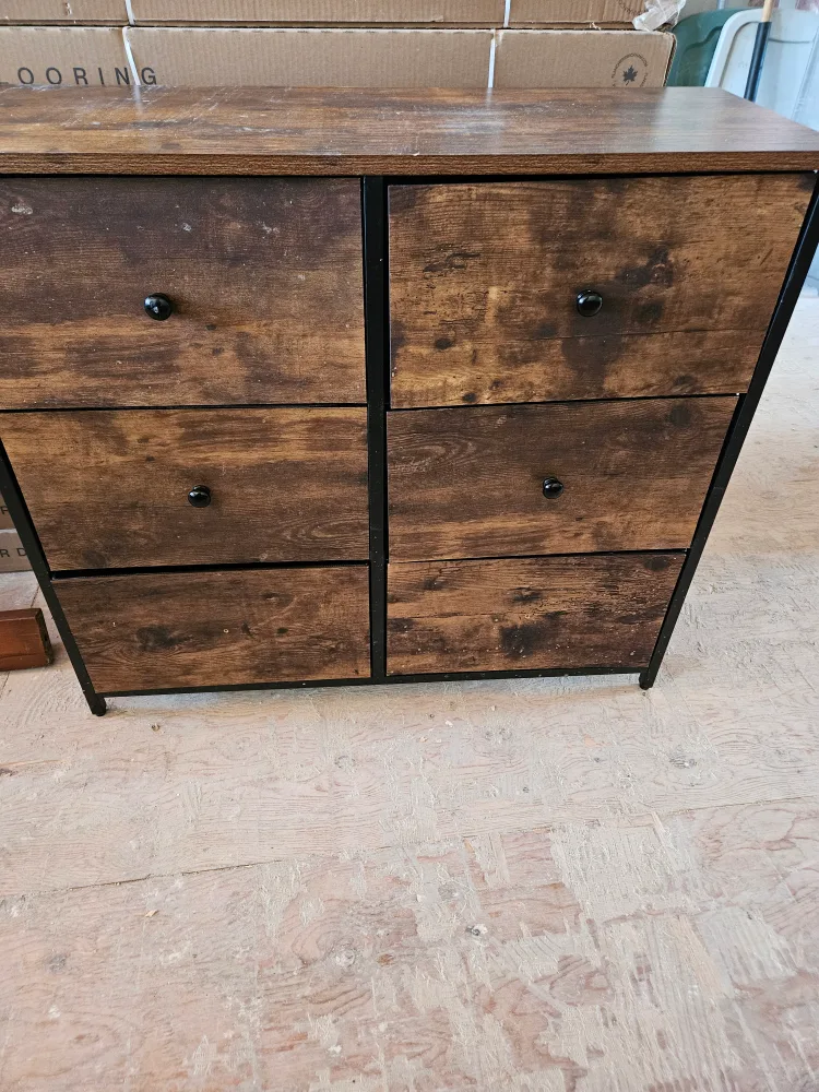 Rustic Brown & Classic Black 6-Drawer Chest thumbnail