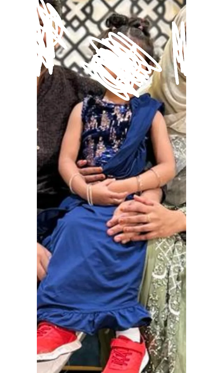 Blue Velvet & Sequin Choli and Skirt Set for Eid image indicator(5)