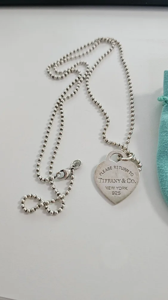 Tiffany & Co. 925 Sterling Silver Heart Tag Necklace image indicator(2)