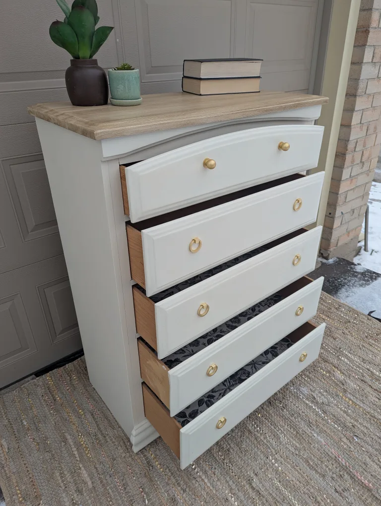 Newly refinished 5 drawer tallboy dresser image indicator(6)