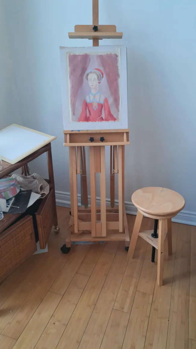 Large Painter's Easel & Adjustable Artist's Stool + supplies thumbnail