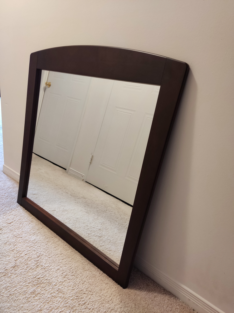 Dark Brown Wooden Framed Dresser Mirror - photo 2