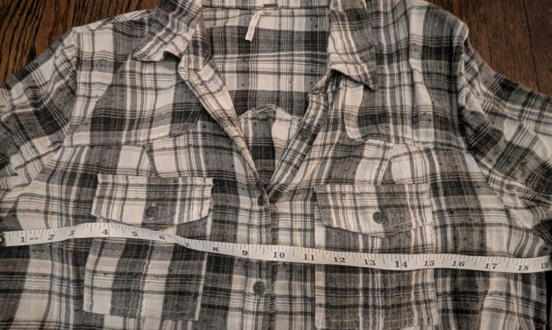Free People Black, Grey and White Plaid Shirt Dress image indicator(3)