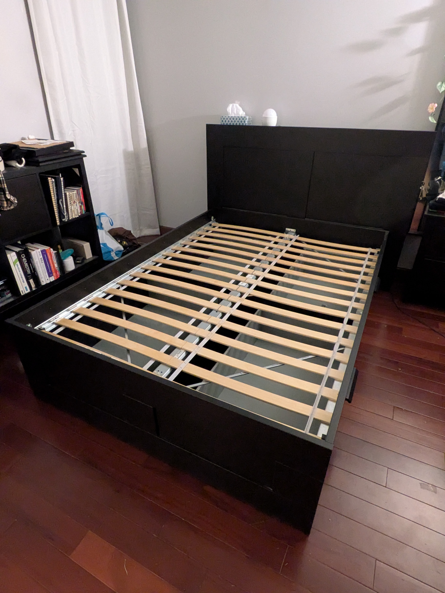 IKEA BRIMNES Bed Frame with Storage and Headboard