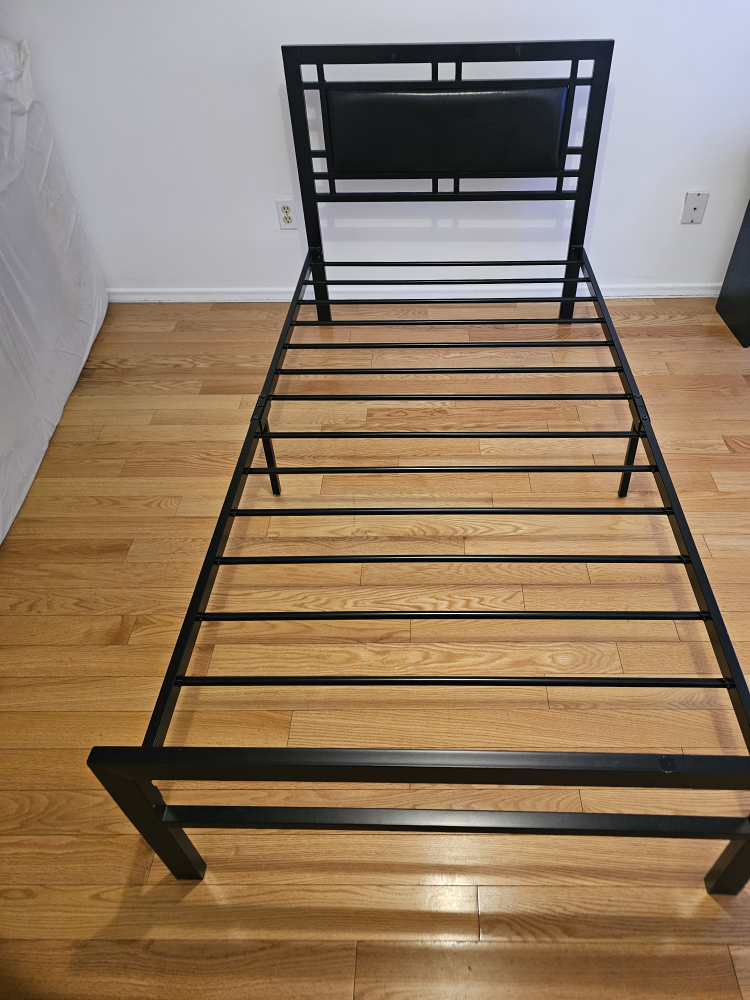 Black Metal Twin Bed Frame with matres - photo 2