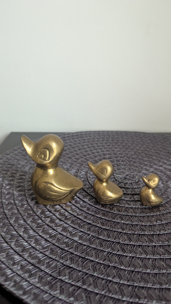 Vintage Brass Duck Figurines - Set of Three