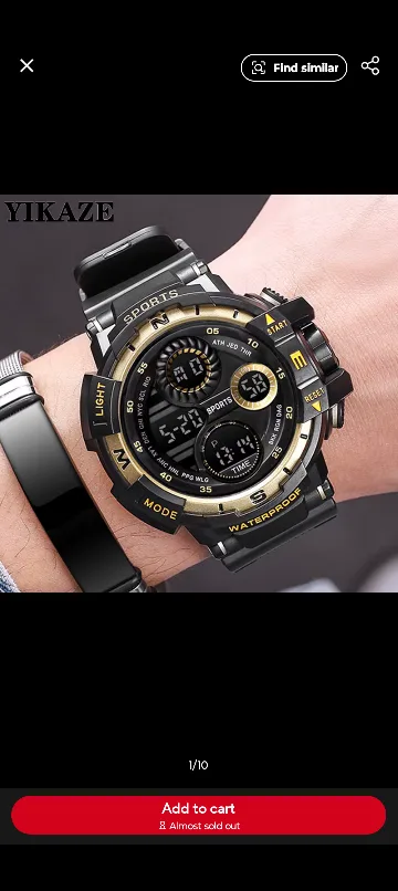 SMAEL Black Gold Digital Watch image indicator(4)