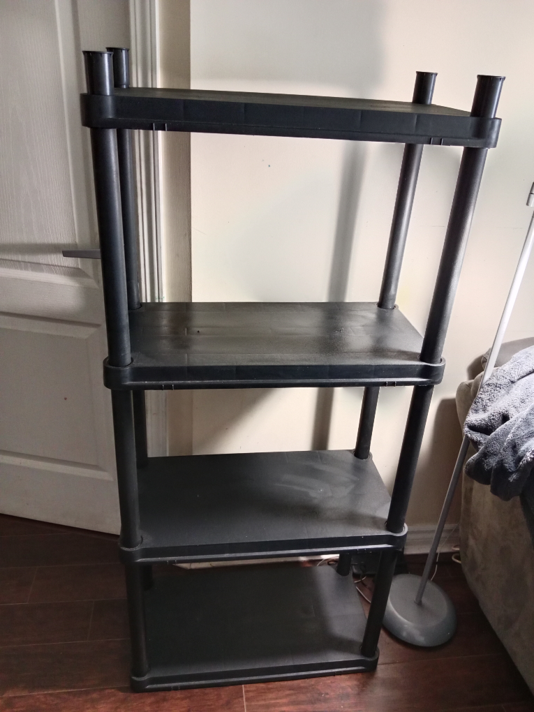 Black Plastic 4-Tier Shelving Unit - photo 2