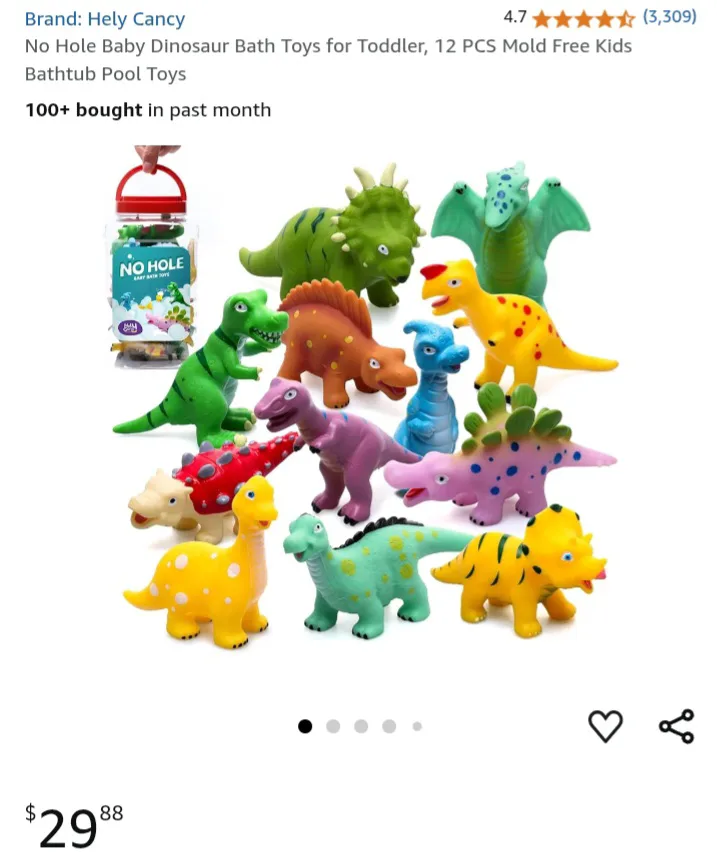 NEW!   12-Pack Dinosaur Bath Toys for Toddlers 18M+ image indicator(9)