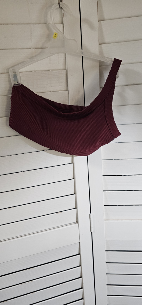 Old Navy Maroon One-Shoulder Bikini Top
