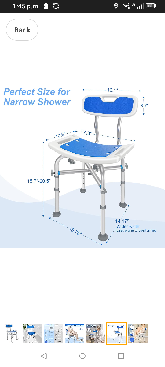 New Adjustable Shower Chair with Backrest - photo 2