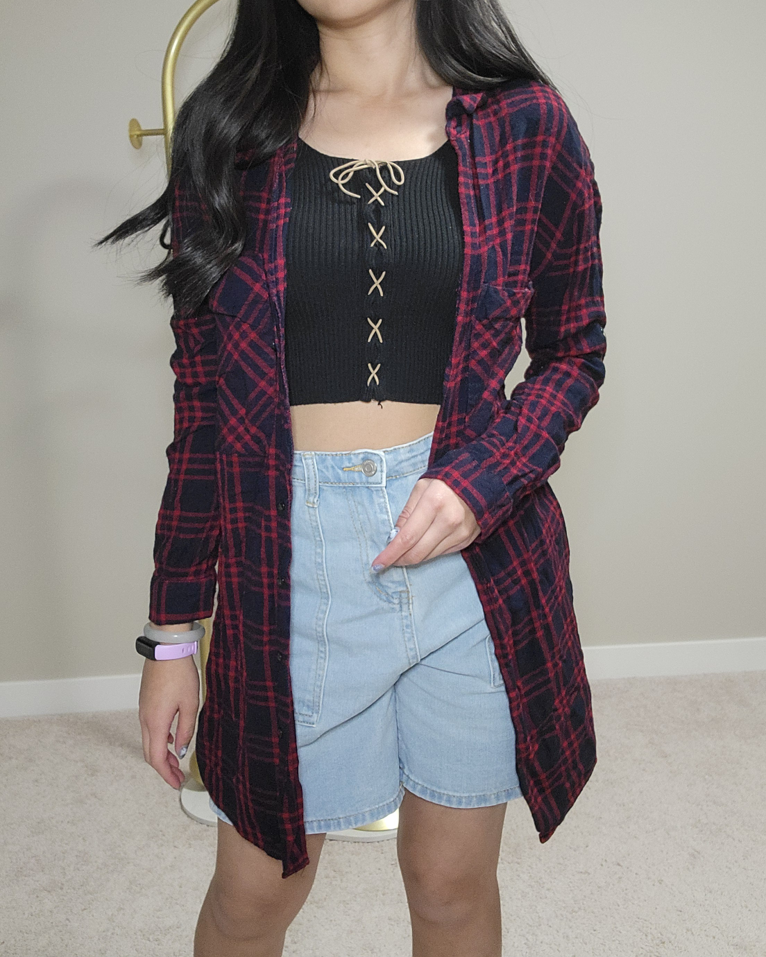Red and Black Flannel Shirt Dress