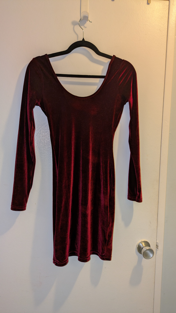 Burgundy Velvet Mini Dress