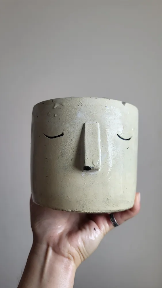 Face Cement Plant Pot/Planter (4") image indicator(2)