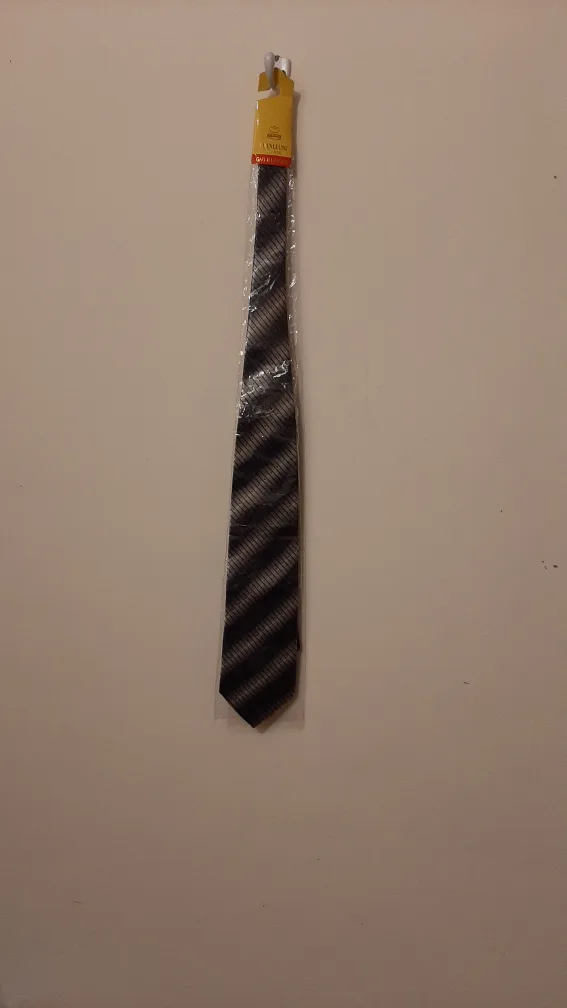 Men's Grey and Black Striped Tie - New with Tags image indicator(3)