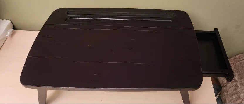 Black Foldable Laptop Desk with Drawer image indicator(2)