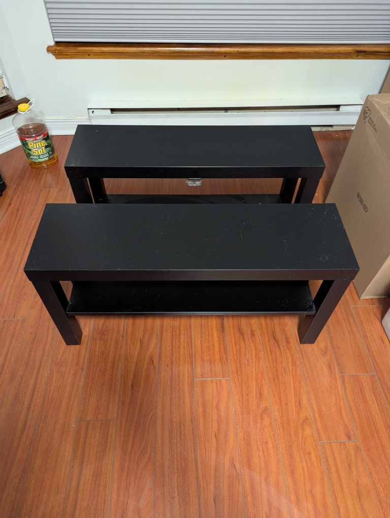 Pair of Black Storage Shelves