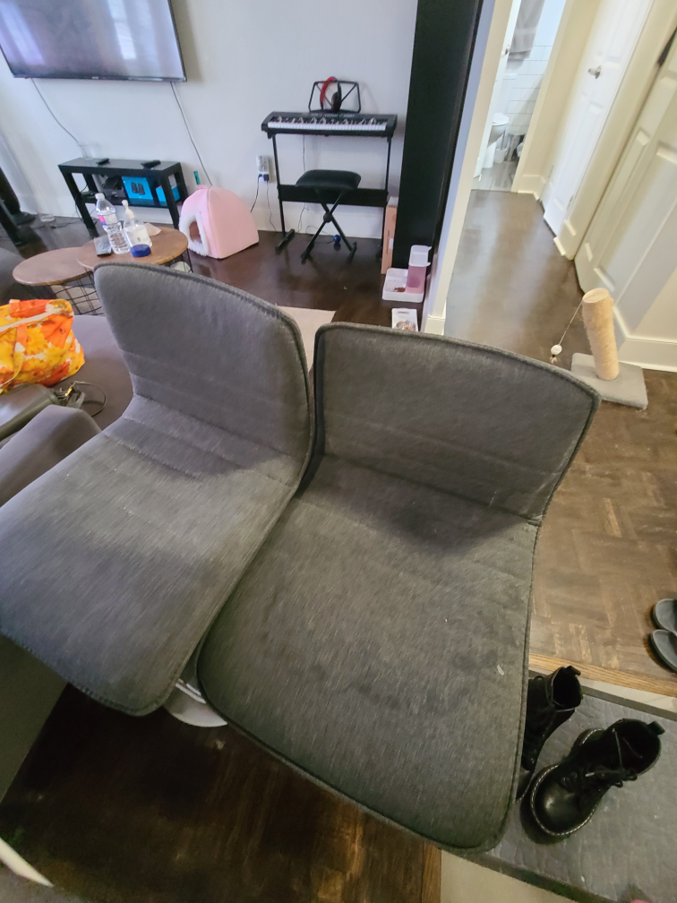 Pair of Grey Fabric Bar Stools - photo 2